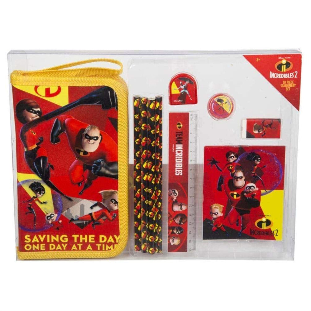 Disney Pixar The Incredibles 10 Piece Kids School Stationery Set - Maqio