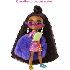 Barbie Extra Minis Doll 5.5in Wearing Sprinkle-Printed Dress & Furry Coat
