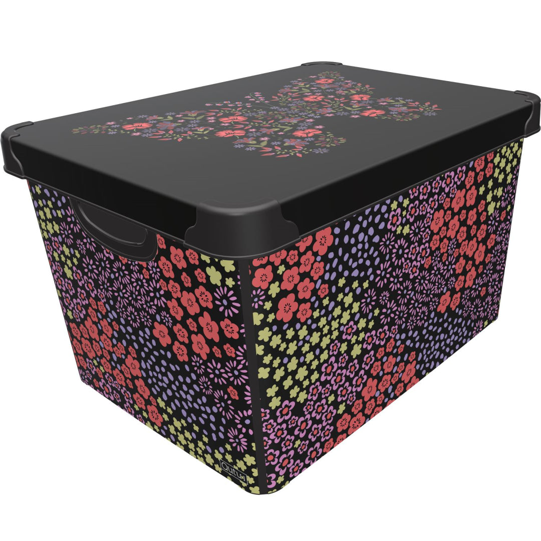 Maqio 22 Litre Plastic Storage IML Print Garden Flowers Décor Box - Maqio