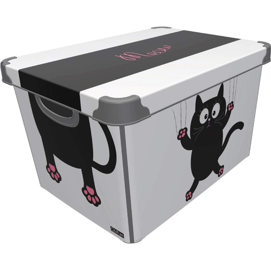 Maqio 22 Litre Plastic Storage IML Print Cat Meow Décor Box - Maqio