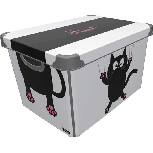 Maqio 22 Litre Plastic Storage IML Print Cat Meow Décor Box - Maqio