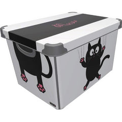 Maqio 22 Litre Plastic Storage IML Print Cat Meow Décor Box - Maqio