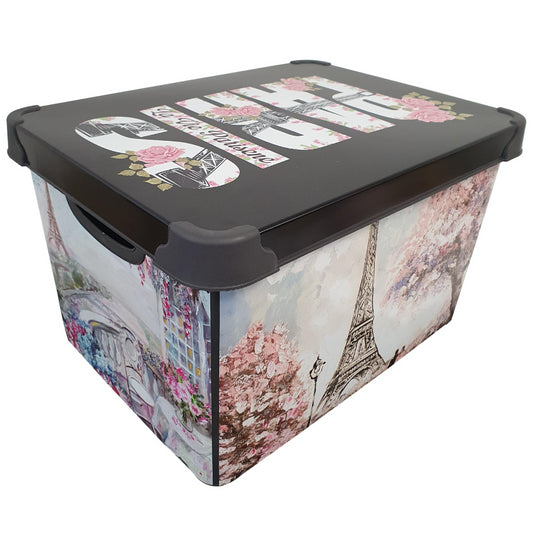 Maqio 22 Litre Plastic Storage IML Print Paris Décor Box - Maqio