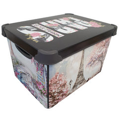 Maqio 22 Litre Plastic Storage IML Print Paris Décor Box - Maqio
