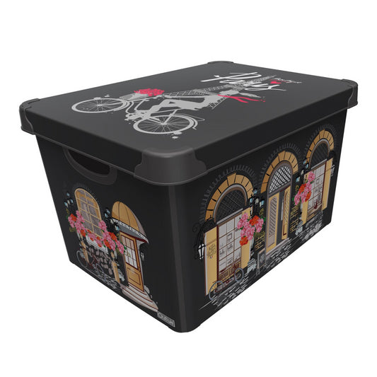 Maqio 22 Litre Plastic Storage IML Print Paris City Décor Box - Maqio