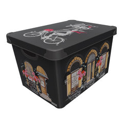 Maqio 22 Litre Plastic Storage IML Print Paris City Décor Box - Maqio