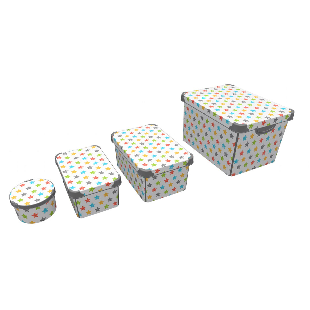 Maqio Plastic Storage Coloured Stars Decorative Boxes - Set of 4 - Maqio