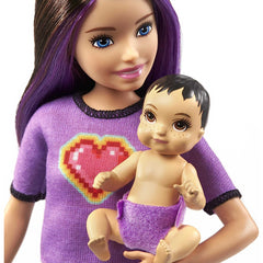 Barbie Skipper Babysitters Brown and Purple Hair Doll and Baby
