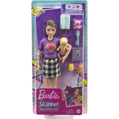 Barbie Skipper Babysitters Brown and Purple Hair Doll and Baby