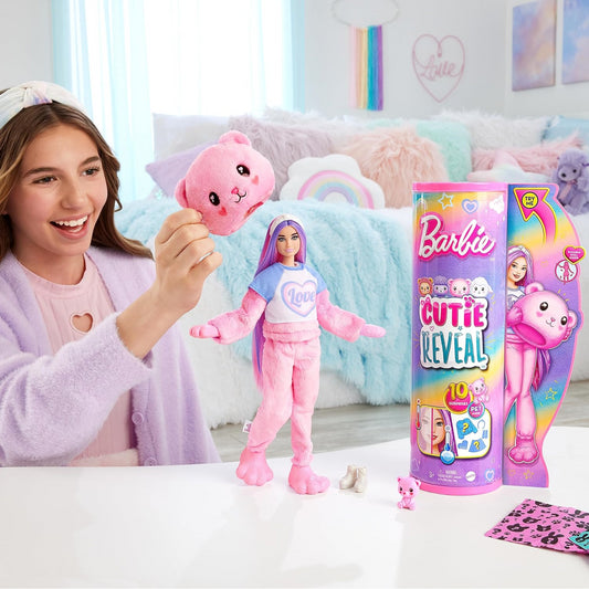 Barbie Cutie Reveal Doll & Teddy Bear Plush Costume & 10 Surprises