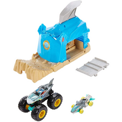Hot Wheels Team Shark Wreak Monster Trucks Pit And Launch Play Set