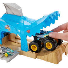 Hot Wheels Team Shark Wreak Monster Trucks Pit And Launch Play Set
