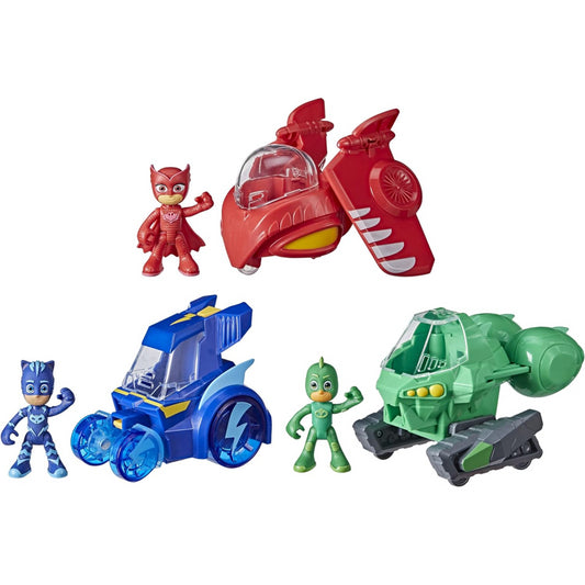 PJ Masks 3-in-1 Combiner Jet Preschool Set with 3 Vehicles and 3 Action Figures Brown Eco Box
