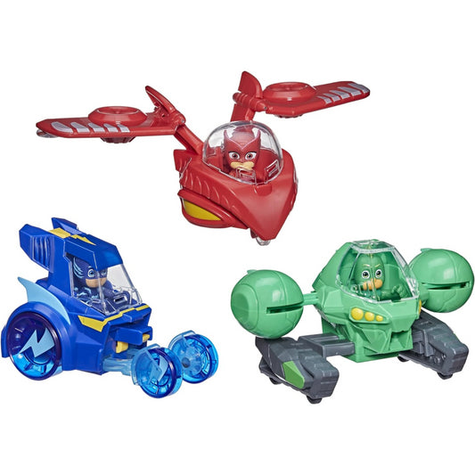 PJ Masks 3-in-1 Combiner Jet Preschool Set with 3 Vehicles and 3 Action Figures Brown Eco Box