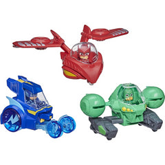 PJ Masks 3-in-1 Combiner Jet Preschool Set with 3 Vehicles and 3 Action Figures Brown Eco Box