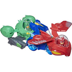 PJ Masks 3-in-1 Combiner Jet Preschool Set with 3 Vehicles and 3 Action Figures Brown Eco Box