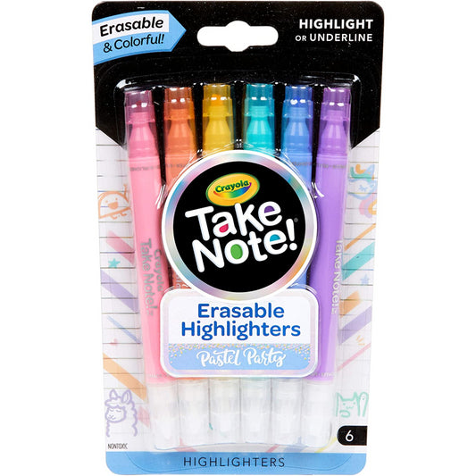 Crayola Take Note Eraseable Highlighters in 6 Colours