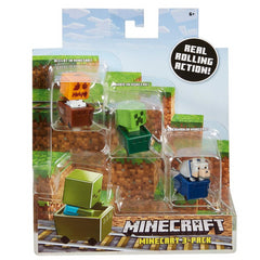 Minecraft FFK79 Minecart 3 Pack of Snow Golem, Wolf and Creeper Toy Figures - Maqio