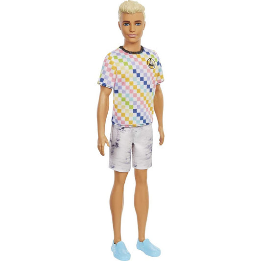 Barbie Ken Fashionistas Doll #174 Sculpted Blonde Hair Checkered Shirt 30cm