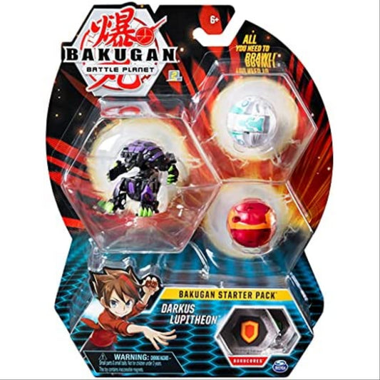 Bakugan Battle Planet Starter 3 Pack Action Figure Set - Darkus Lupitheon