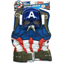 Rubie's 34108 Captain America Deluxe Costume Top Set & Metallic Mask (Age 4-6) - Maqio