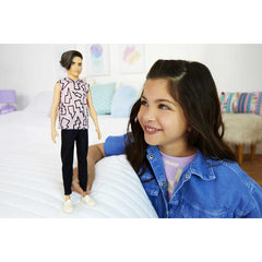 Barbie Ken Fashionistas Doll 193 Slender Rooted Brown Hair Lightning Bolt Hoodie