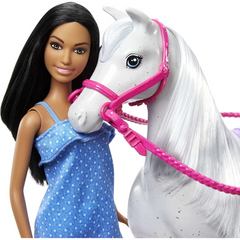 Barbie Doll & Horse Playset with Saddle Bridle & Reins 11.5'' Brunette Doll