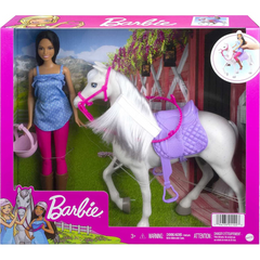 Barbie Doll & Horse Playset with Saddle Bridle & Reins 11.5'' Brunette Doll