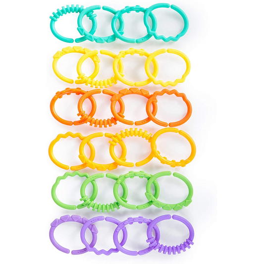 Bright Starts Lots of Links Ring Toy Soothing & Teething Clip on Pram 24 Pcs