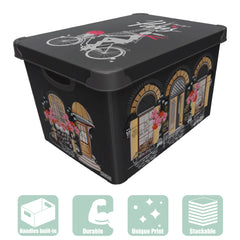 Maqio 22 Litre Plastic Storage IML Print Paris City Décor Box - Maqio