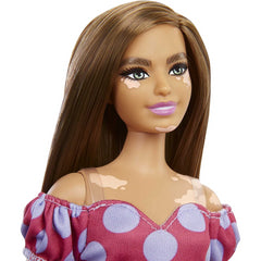 Barbie Fashionistas Doll Curvy Vitiligo Long Hair and Polka Dot Dress