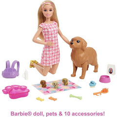 Barbie Playset with Blonde Doll and Mommy Dog
