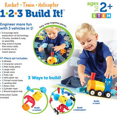 Learning Resources 1-2-3 Build It - Rocket-Train-Helicopter