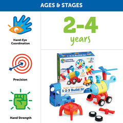 Learning Resources 1-2-3 Build It - Rocket-Train-Helicopter