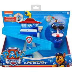 Paw Patrol Adventure Bay Bath Playset with Light-up Chase Vehicle Bath Toy