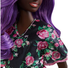 Barbie Fashionistas Purple Hair with Floral Dress Doll