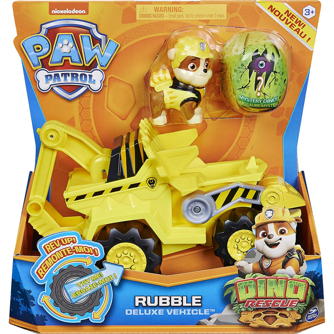 Paw Patrol Dino Rescue Rev Up Vehicle & Mystery Dinosaur Figure - Rubble - Maqio