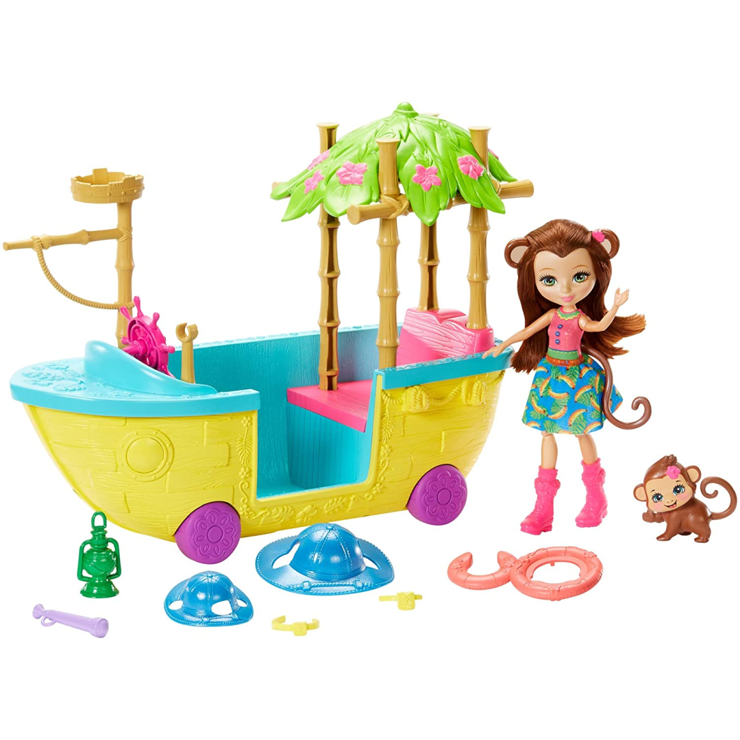 Enchantimals Junglewood Boat & Merit Monkey Doll - Maqio
