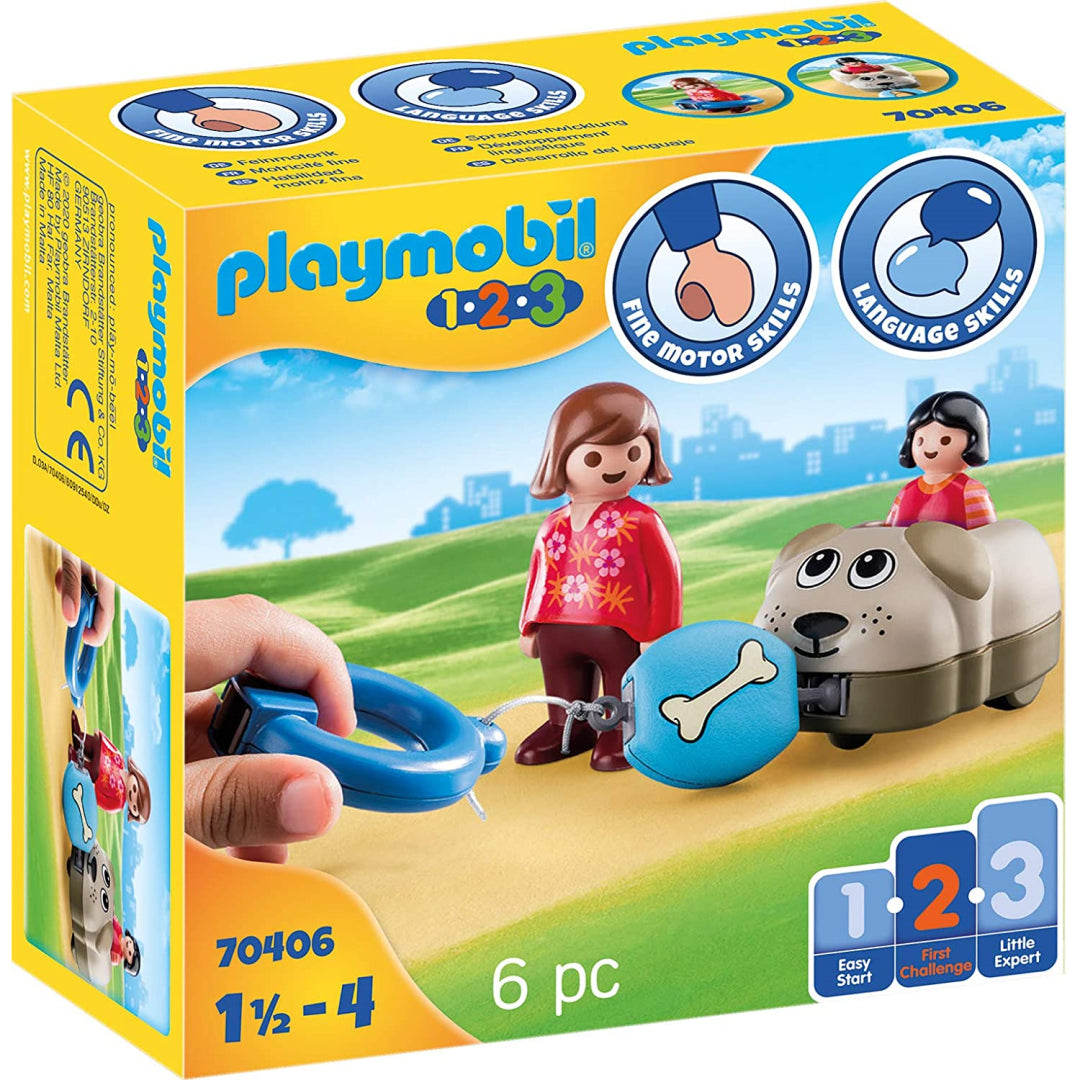 Playmobil 123 6pc Dog Train Car & Figure - Maqio
