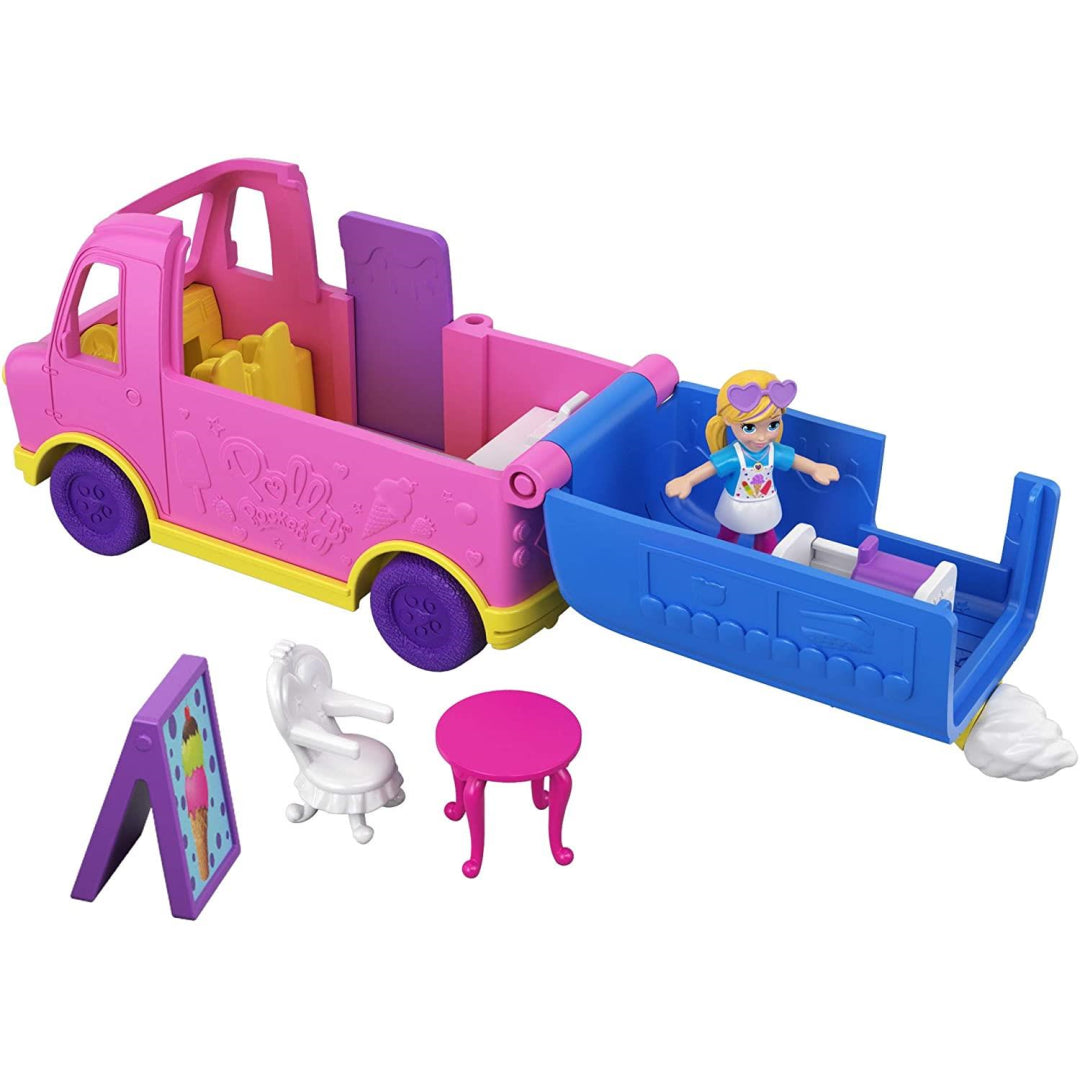 Polly Pocket GGC40 Pollyville Ice Cream Truck with Play Areas & Doll (GGC39) - Maqio