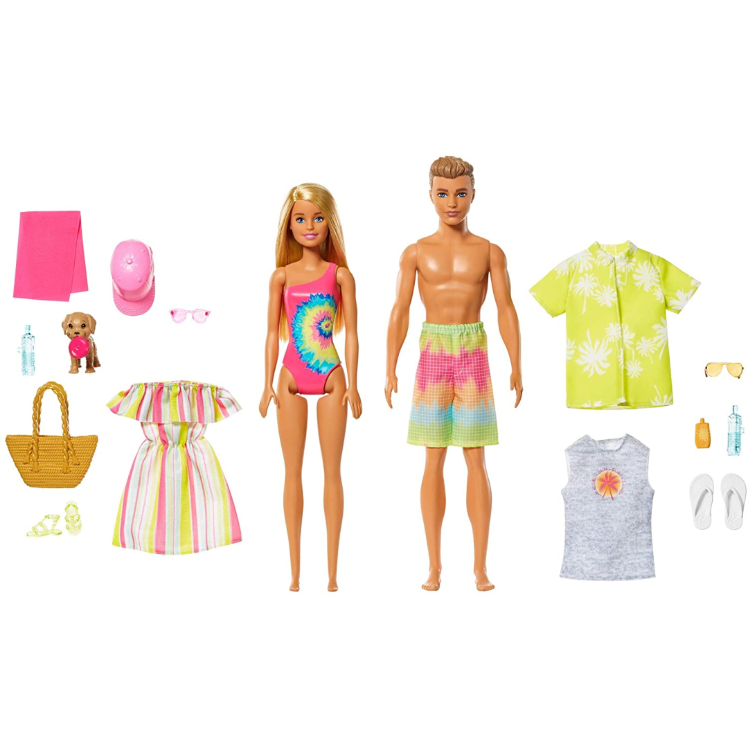 Barbie Gift Set with Convertible Pool Barbie Doll and Ken Doll in Swimwear - Maqio
