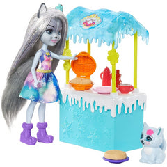 Enchantimals Warmin' Up Cocoa Stand With Hawna Husky & Whipped Cream Figures - Maqio