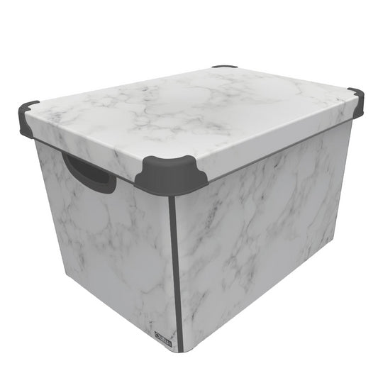 Maqio 22 Litre Plastic Storage IML Print Marble Décor Box - Maqio