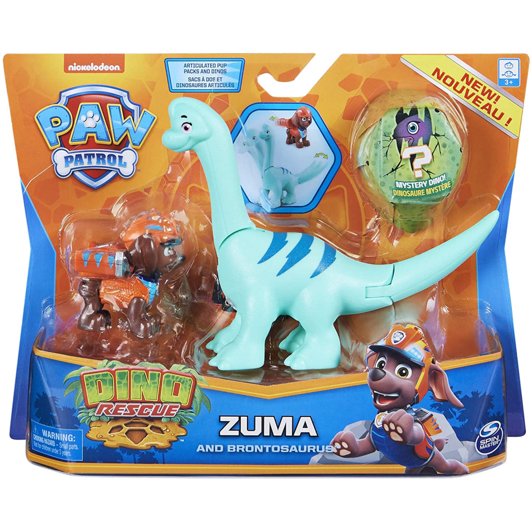 Paw Patrol Zuma & Brontosaurus Action Figures & Mystery Dino - Maqio