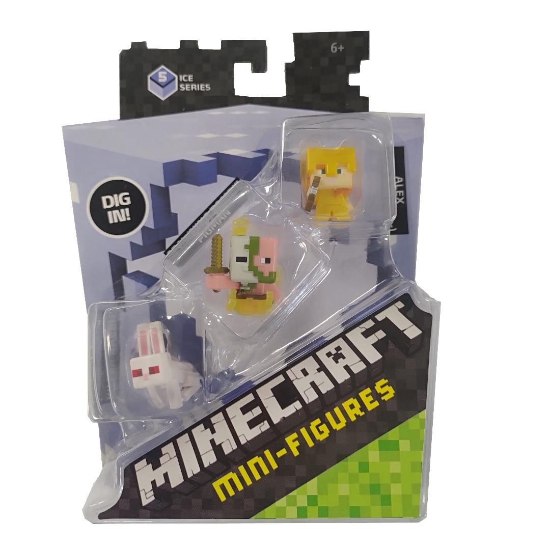 Minecraft Spawning Zombie Pigman, Alex & Killer Rabbit Mini Action Figures - Maqio