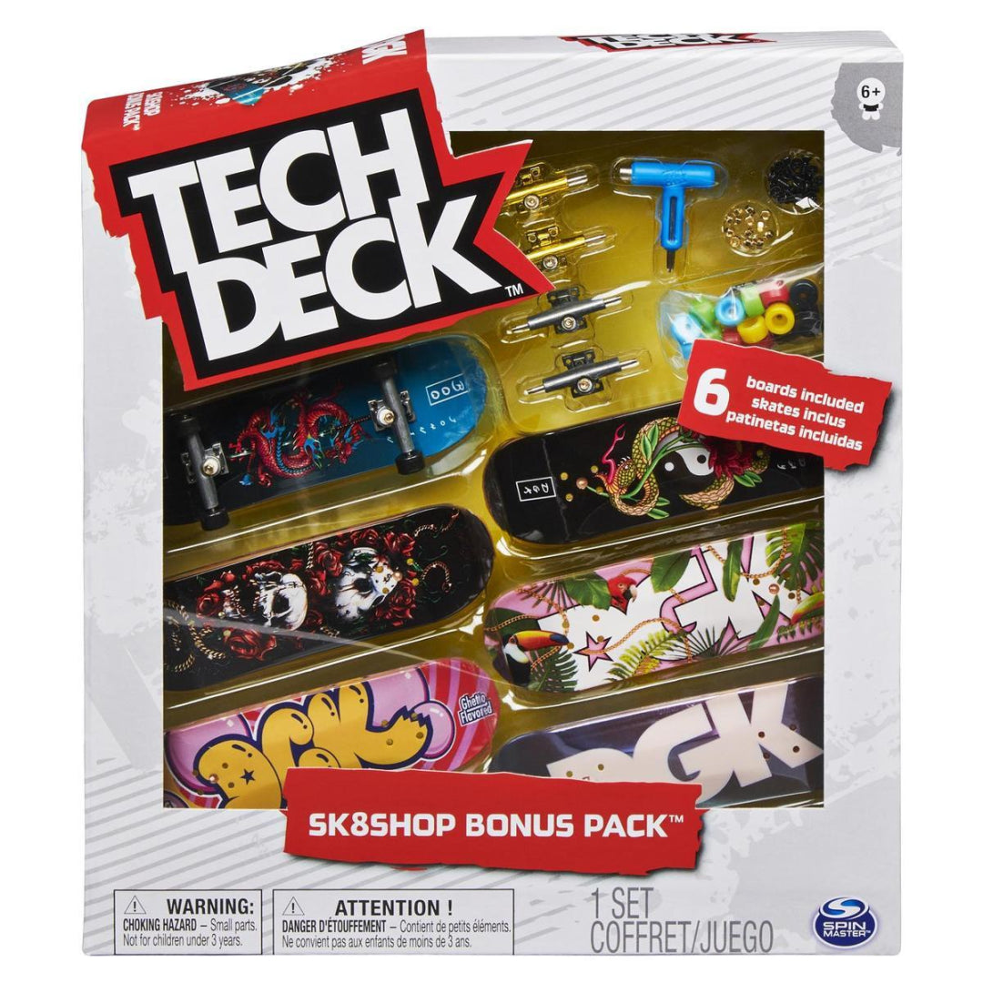 Tech Deck Sk8Shop DGK 6 Pack Mini Skateboards & Tools - Maqio