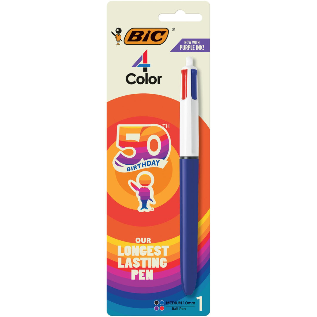 BIC 4 Colour Pen Black Blue Red Purple - Maqio