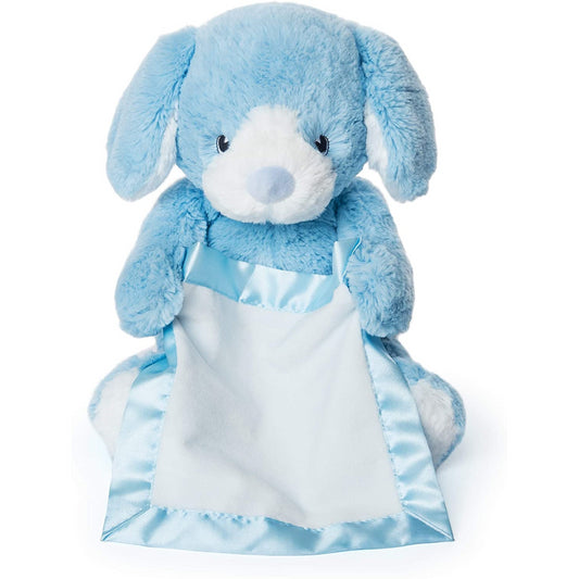 GUND Peek-a-Boo Puppy Blue Soft Plush Toy with Blanket 6052654 - Maqio