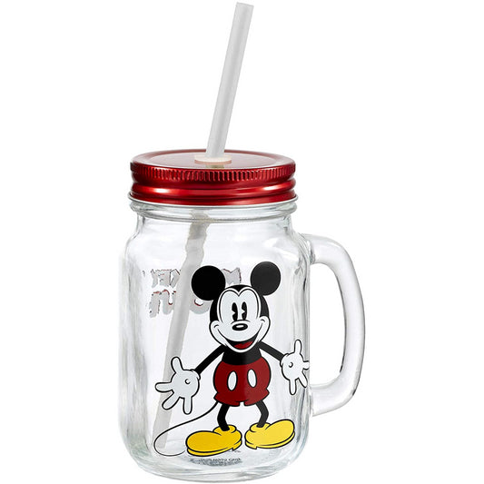 Funko Disney Mickey Mouse Glass Mason Jar Mug with Straw