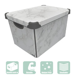 Maqio 22 Litre Plastic Storage IML Print Marble Décor Box - Maqio